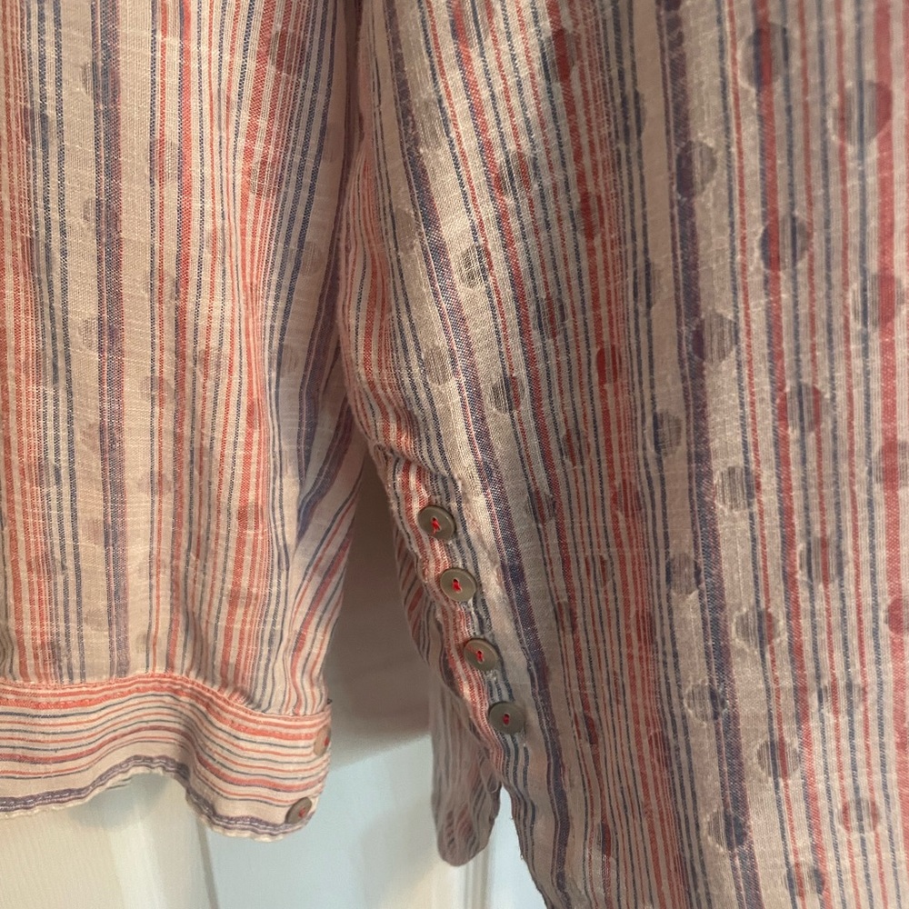Anthropologie Maeve Striped Res White Blue Cotton Long Sleeve shirt Womens Xs - Picture 6 of 7